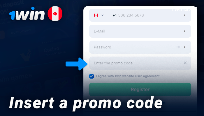 Activate the promo code when registering an account on 1Win